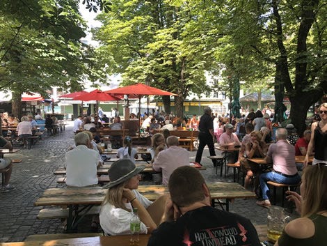 Photo: Viktualienmarkt Beer Garden in Munich, Germany