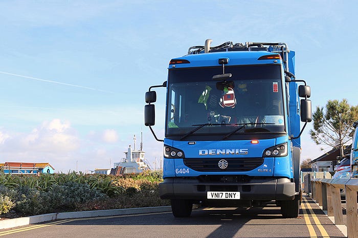 Waste truck on Worthing seafront